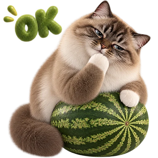 Стикер 🆗 из набора Кот на арбузе