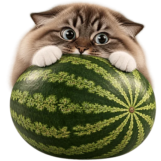 Стикер 👁 из набора Кот на арбузе