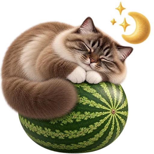 Стикер 😴 из набора Кот на арбузе