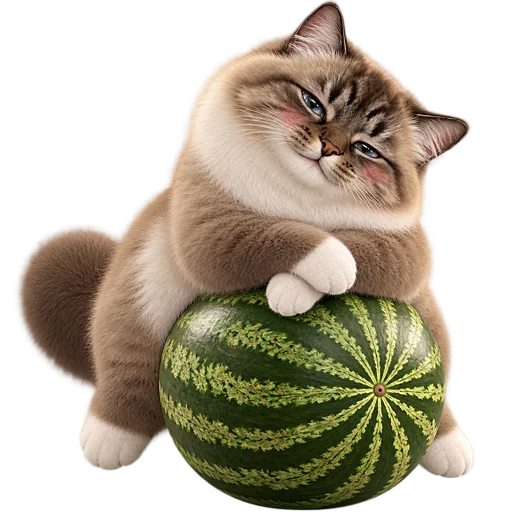 Стикер ☺️ из набора Кот на арбузе