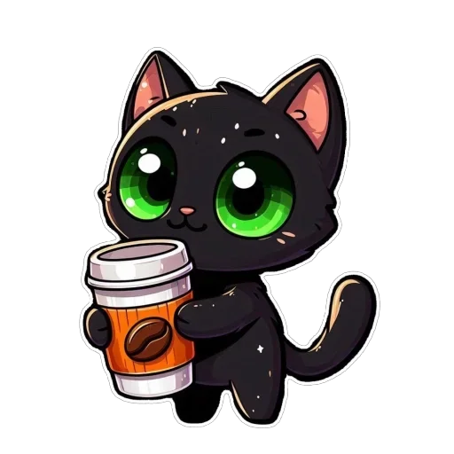Стикер ☕️ из набора Doha black cat