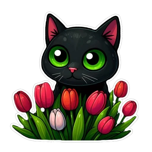 Стикер 🌷 из набора Doha black cat